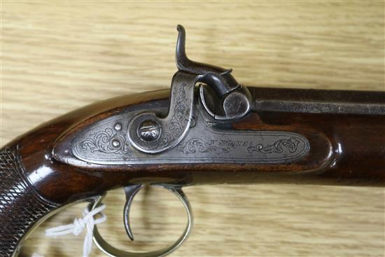 A 19th century percussion pistol signed Wm Jones (possibly William Jones of Birmingham)